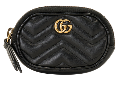 Gucci GG Marmont Round Keyring Coin Purse, &pound;220, Accessories, Black, Leather, Front view